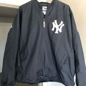 NY Yankees Majestic Authentic Bomber Anorak Pull-Over Half Zip EUC Men’s Large
